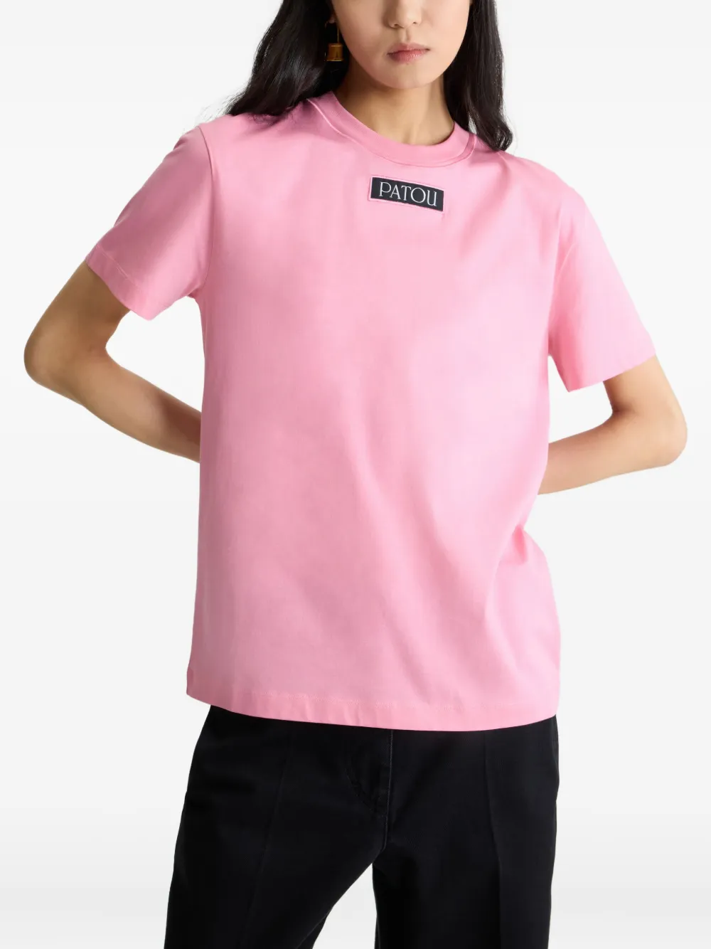 Patou T-shirt met logo-applicatie Roze