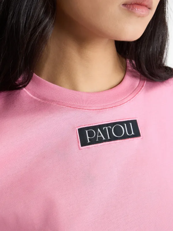 PATOU ピンク ロゴ Tシャツ Patou | オーガニックコットン パトゥロゴ＆JPモノグラム Tシャツ