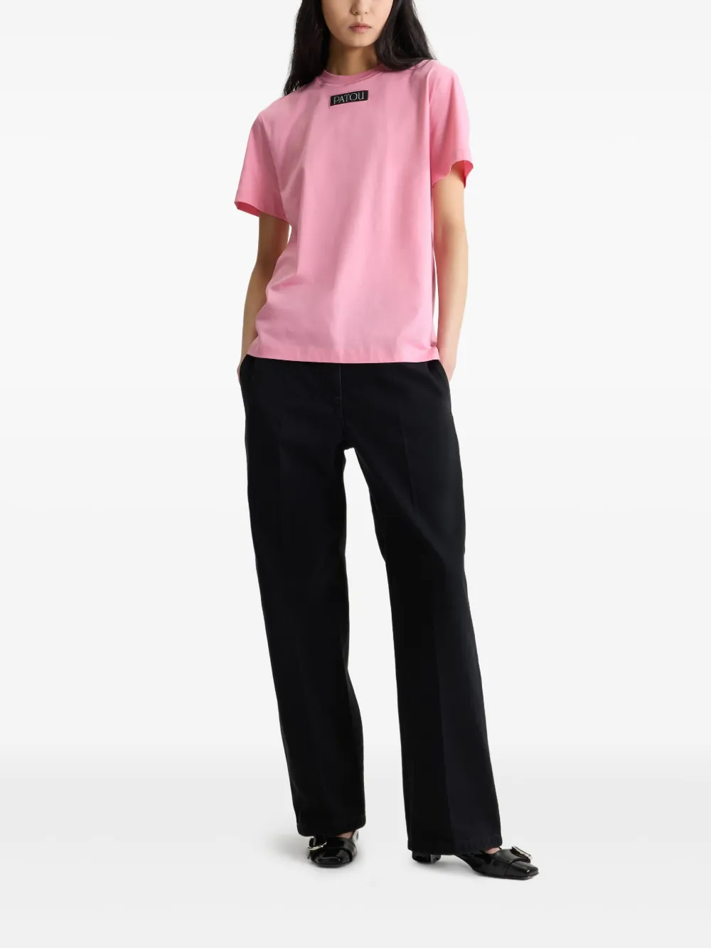Patou T-shirt met logo-applicatie Roze