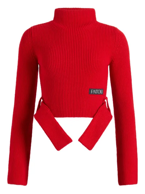 Patou ribbed mock-neck top