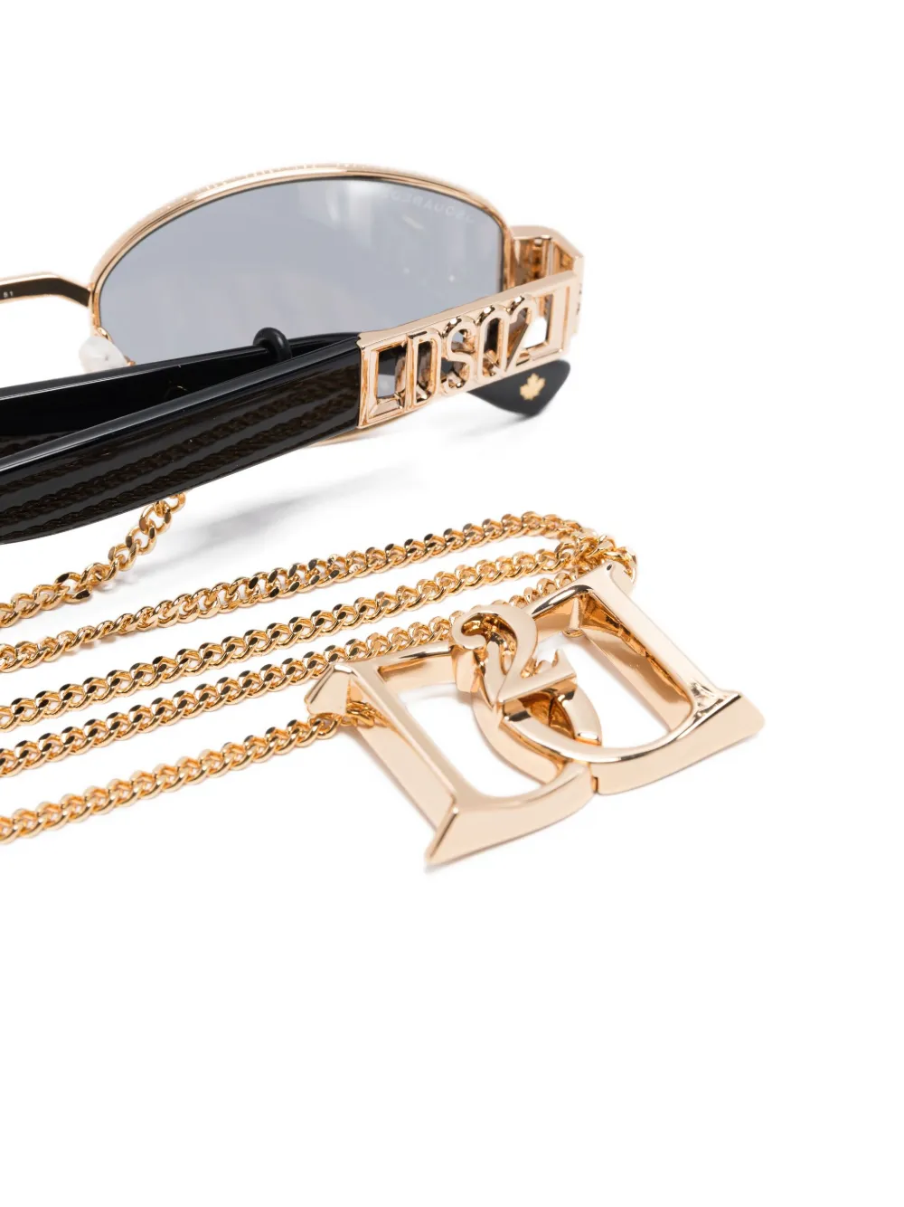 DSQUARED2 Zonnebril met ovalen montuur en ketting Goud