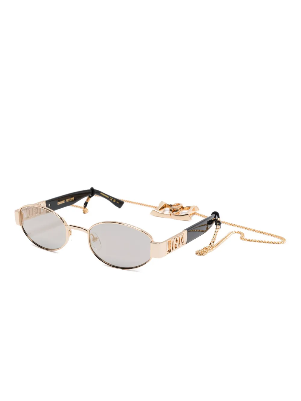 DSQUARED2 Zonnebril met ovalen montuur en ketting Goud
