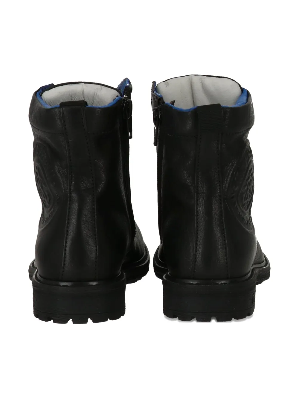 Roberto Cavalli Junior embossed-logo lace-up boots Black