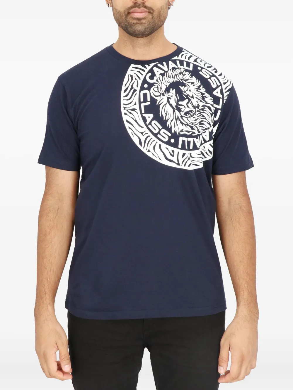 Cavalli Class lion-head graphic T-shirt | Blue | Image 1