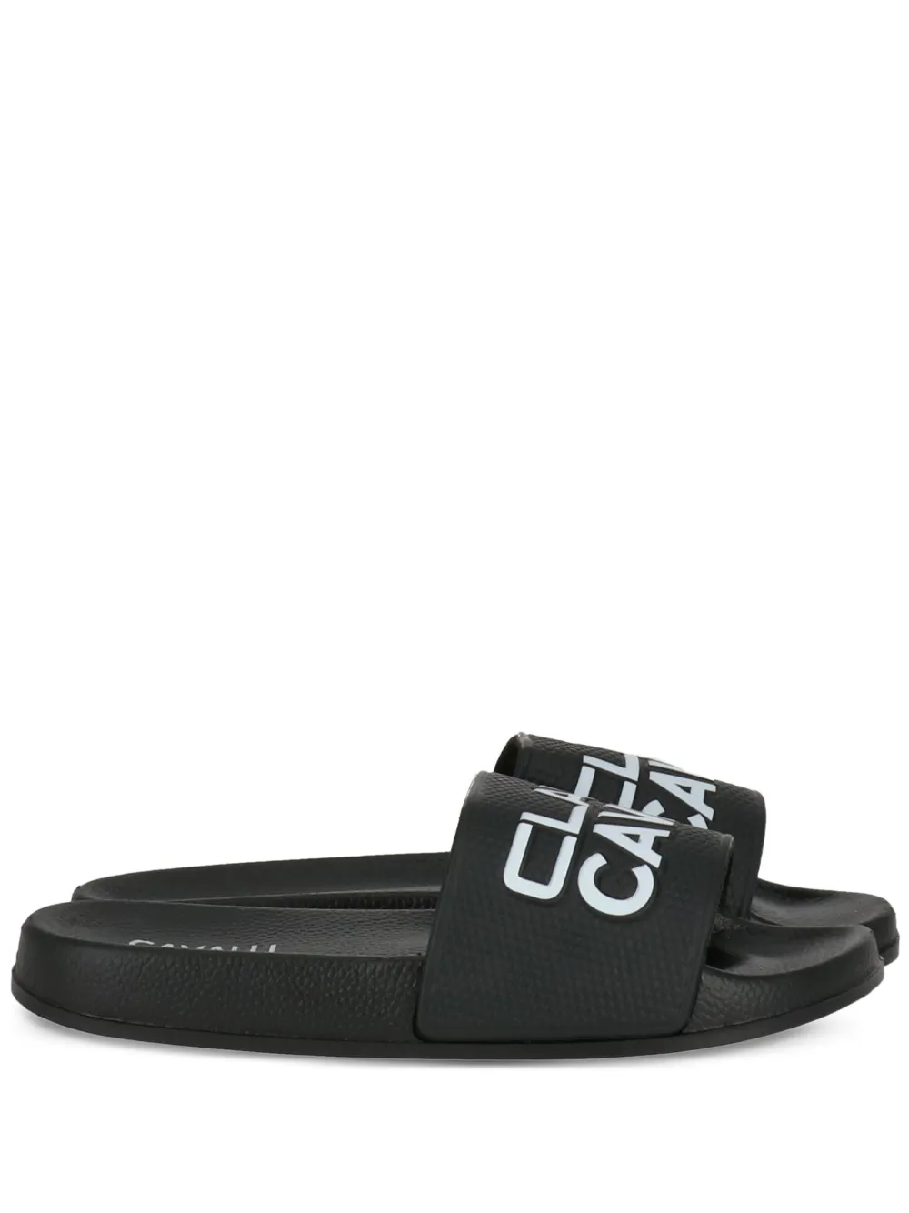 Cavalli Class logo-embossed slides | Black | Image 1