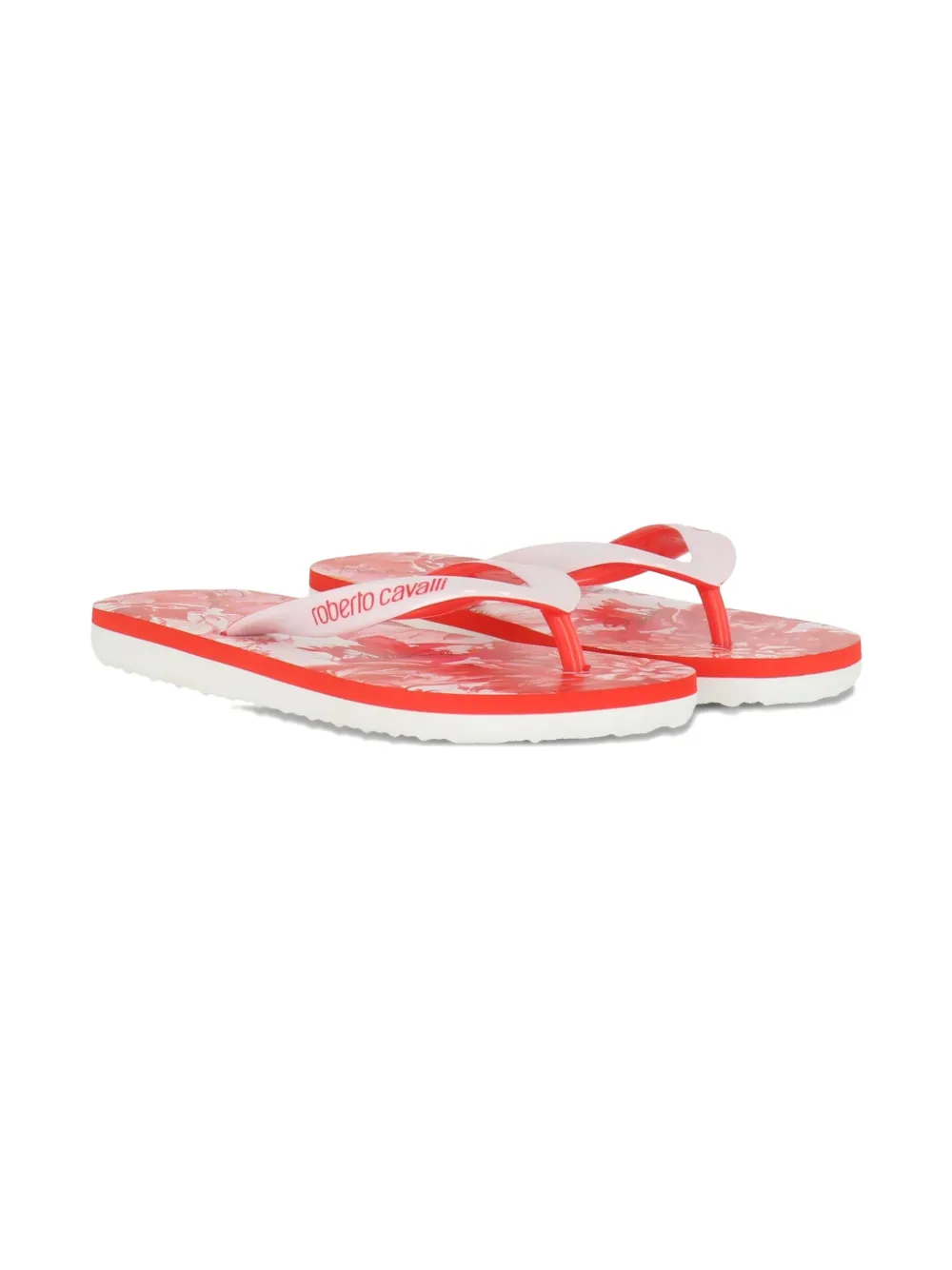 Roberto Cavalli Junior printed flip flops Red