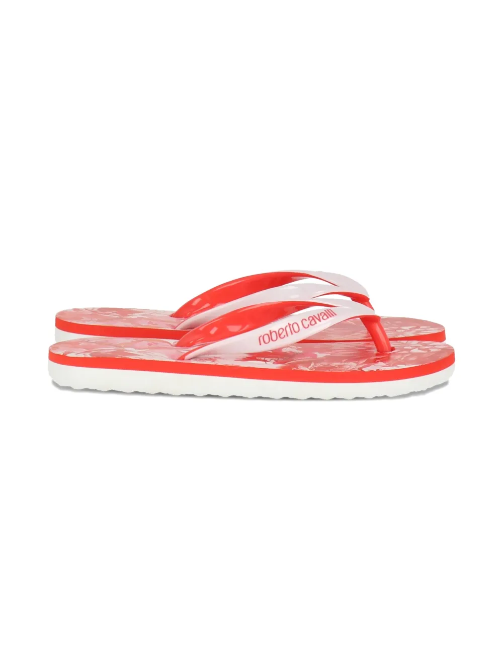 Roberto Cavalli Junior printed flip flops Red