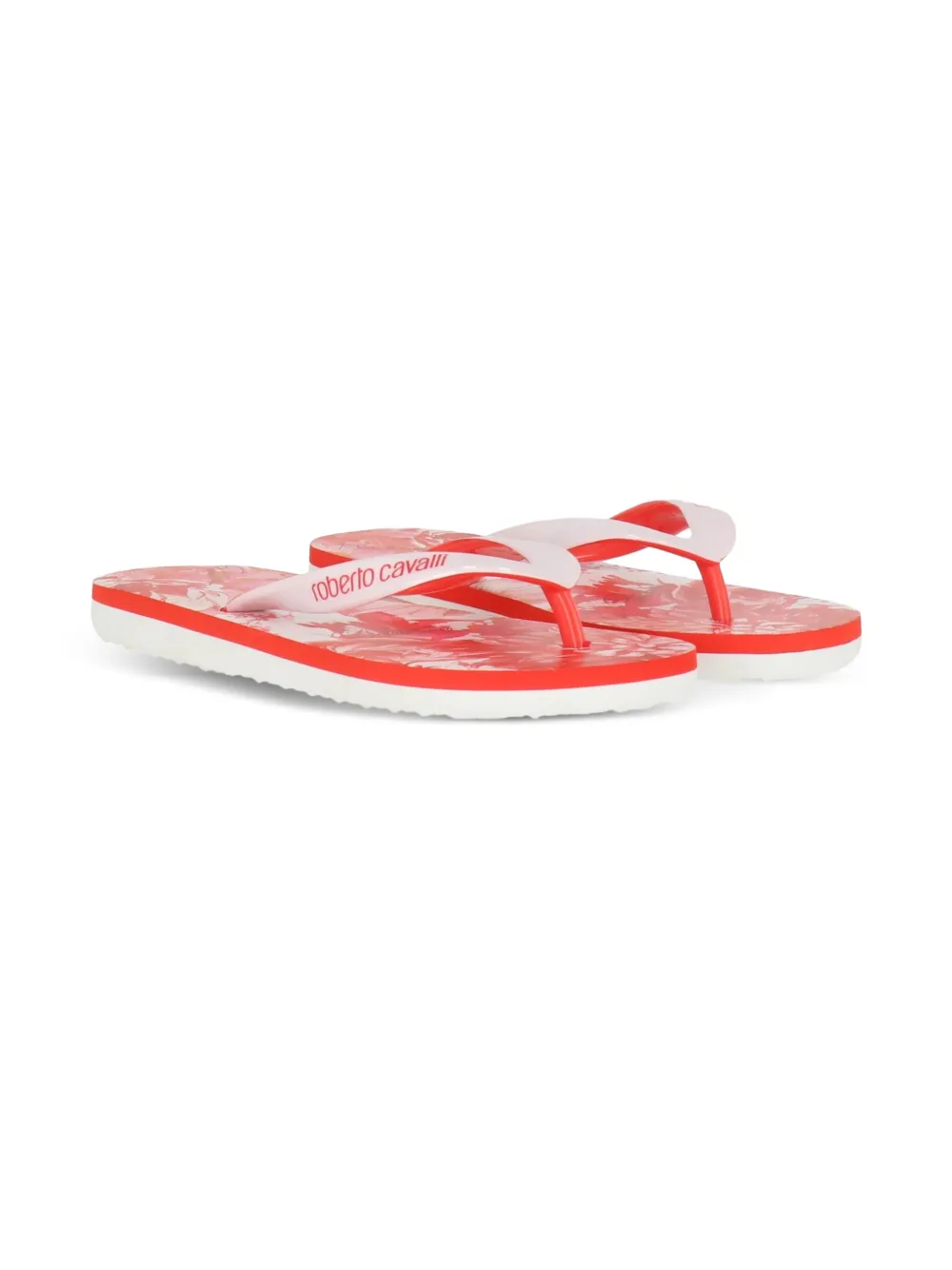Roberto Cavalli Junior printed flip flops Red