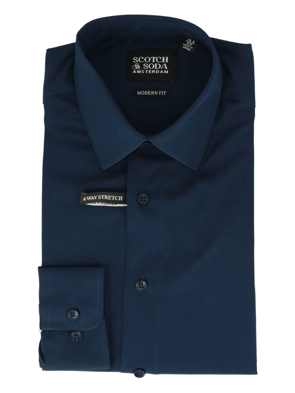 Scotch & Soda four-way-stretch shirt Blauw