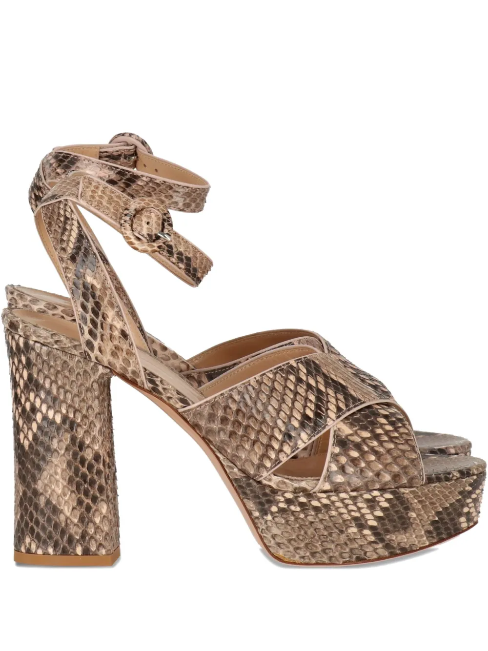 Gianvito Rossi platform snakeskin ankle-strap sandals Neutrals