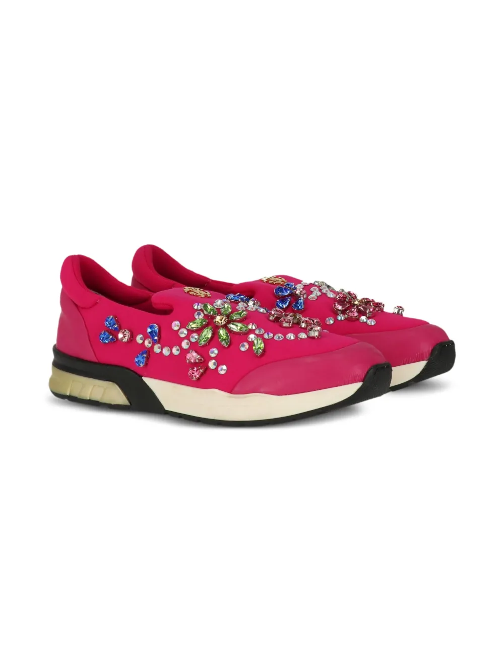 Roberto Cavalli Junior crystal-embellished trainers Pink