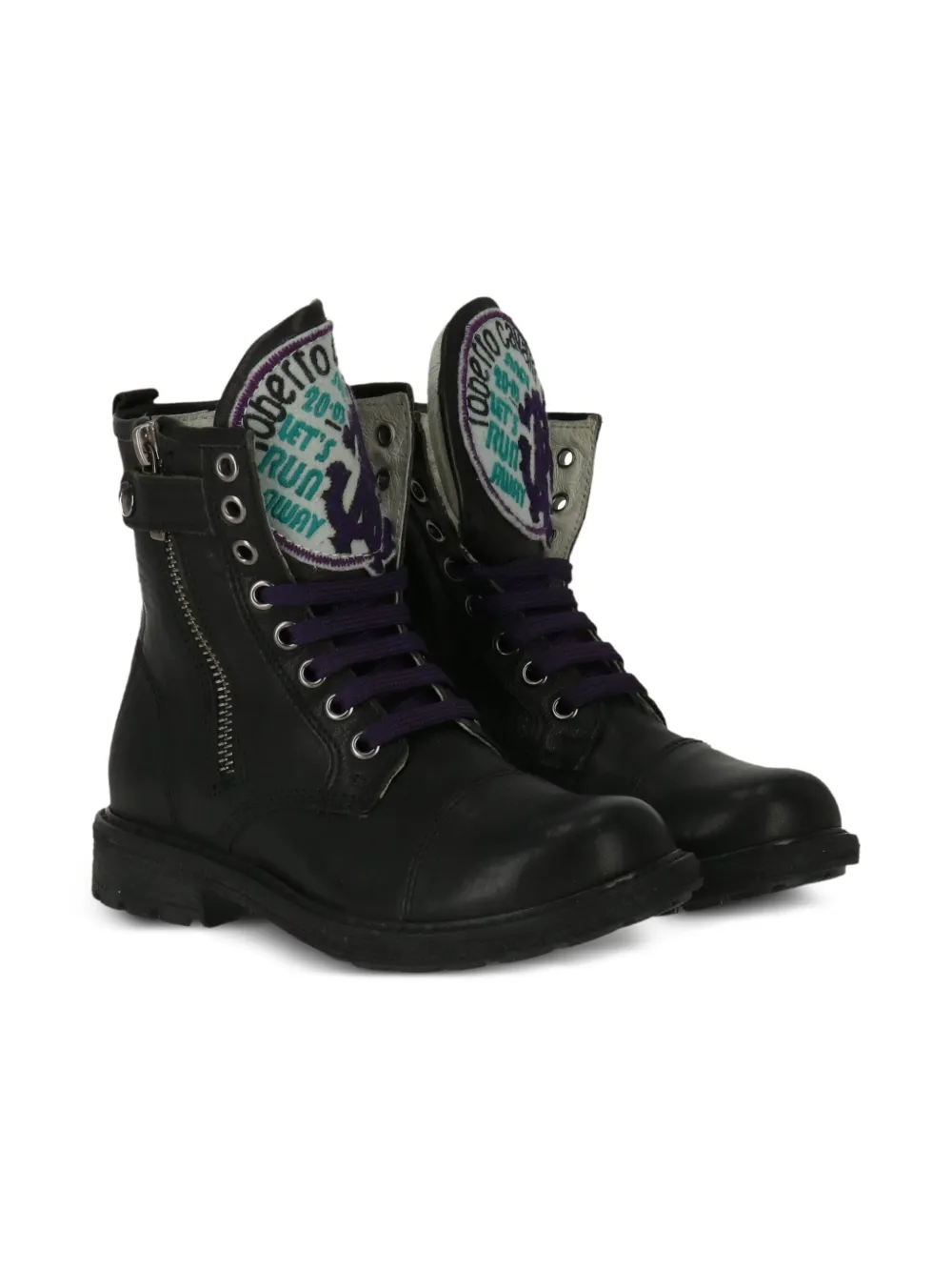Roberto Cavalli Junior logo-patch boots Black