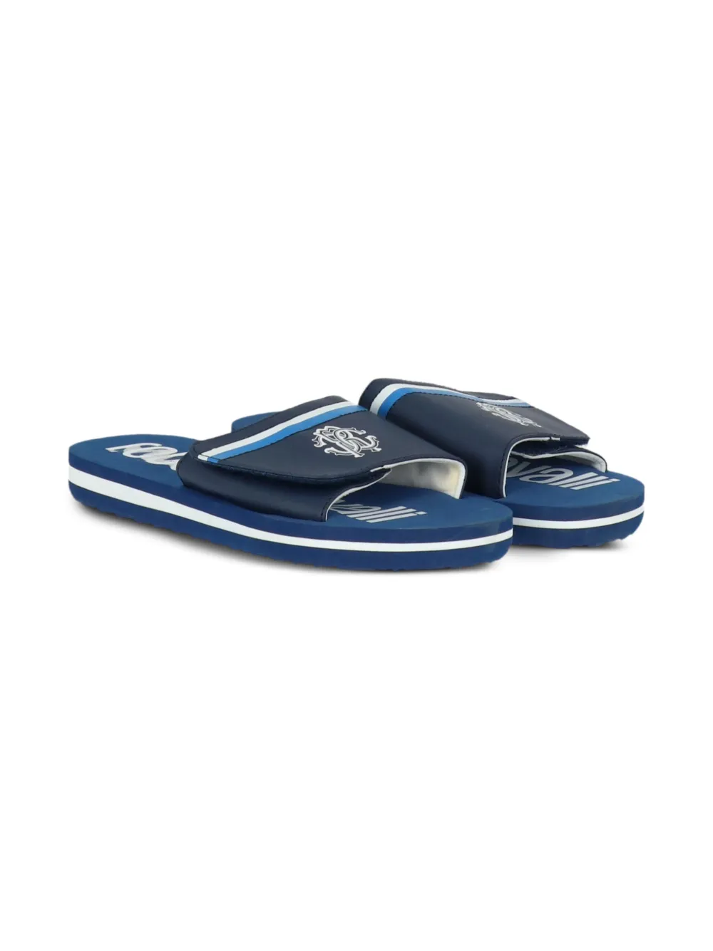 Roberto Cavalli Junior logo-print slides Blue