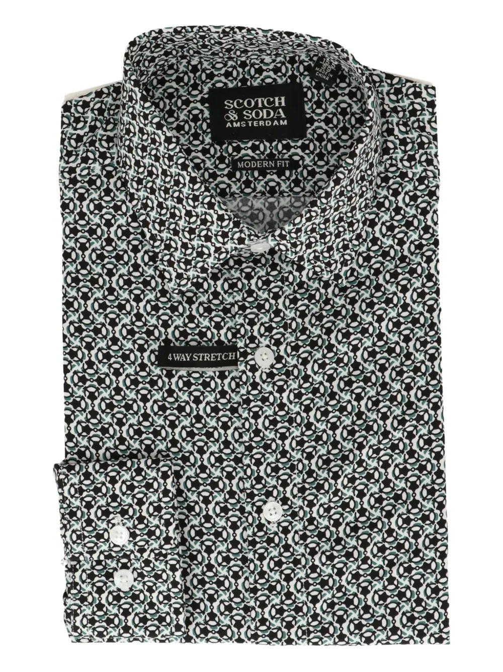 Scotch & Soda patterned long-sleeve shirt Wit