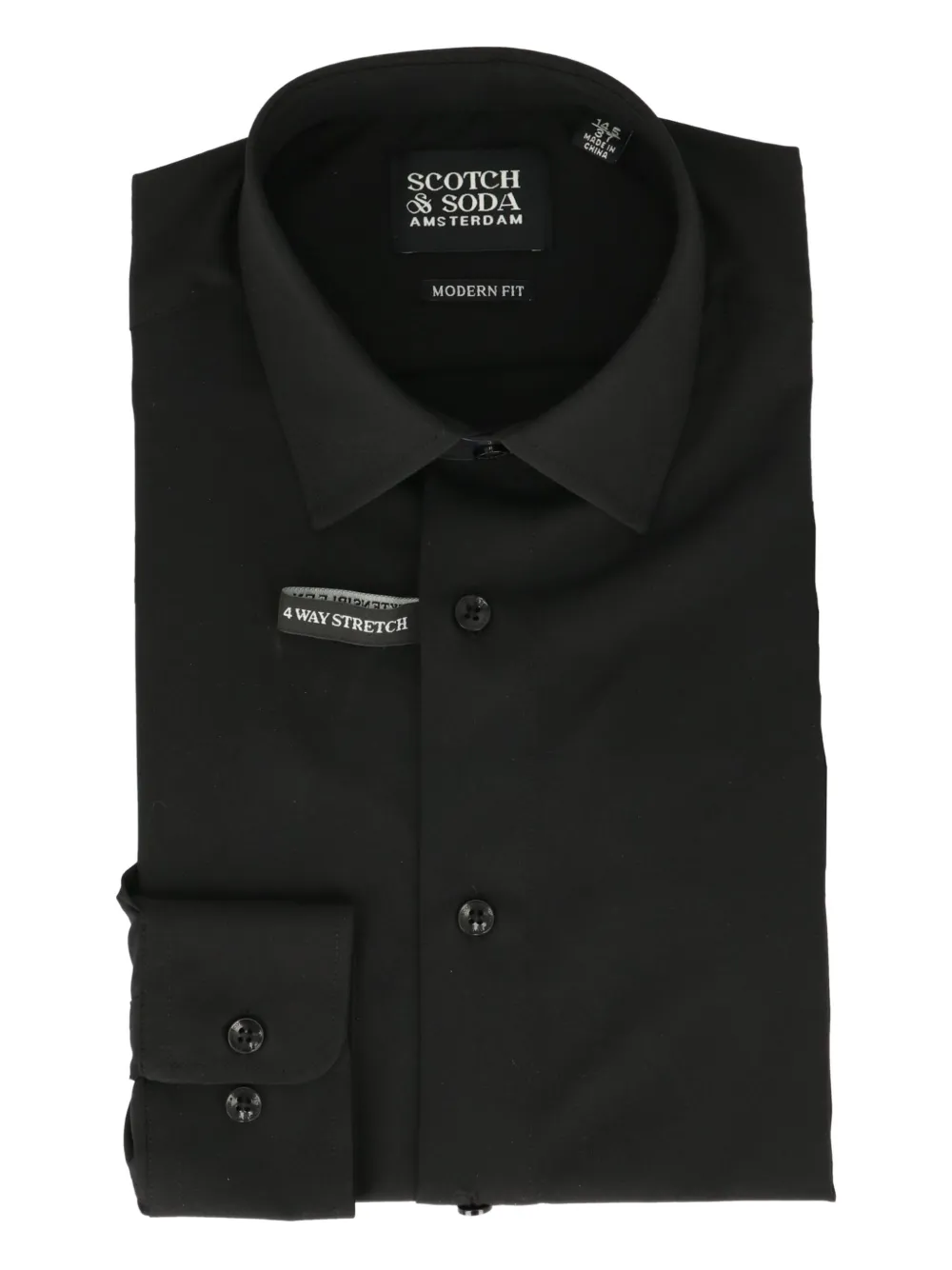 Scotch & Soda four-way-stretch shirt Zwart