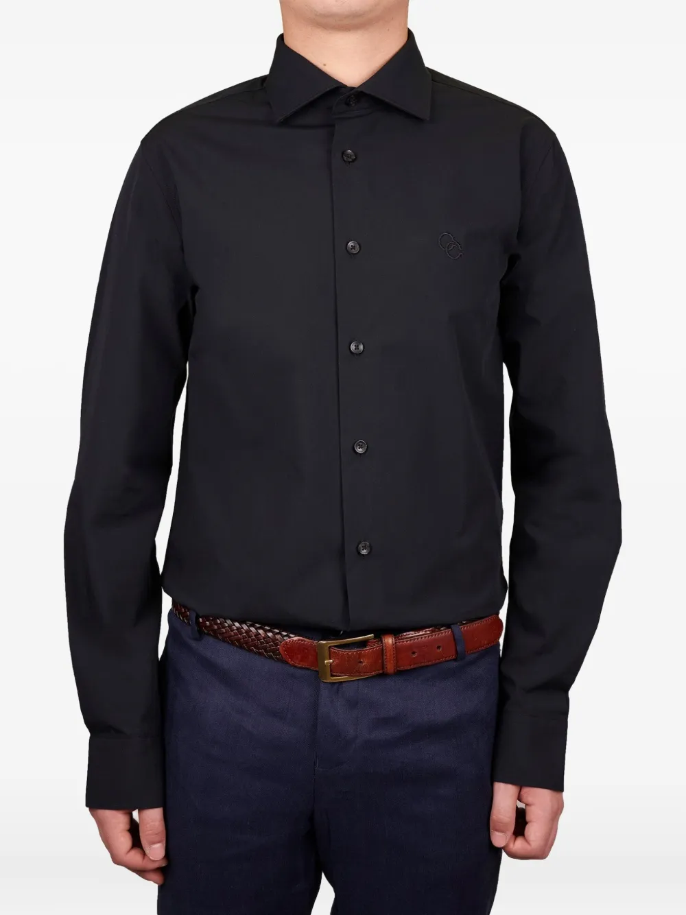 Cavalli Class logo-embroidered shirt | Black | Image 1
