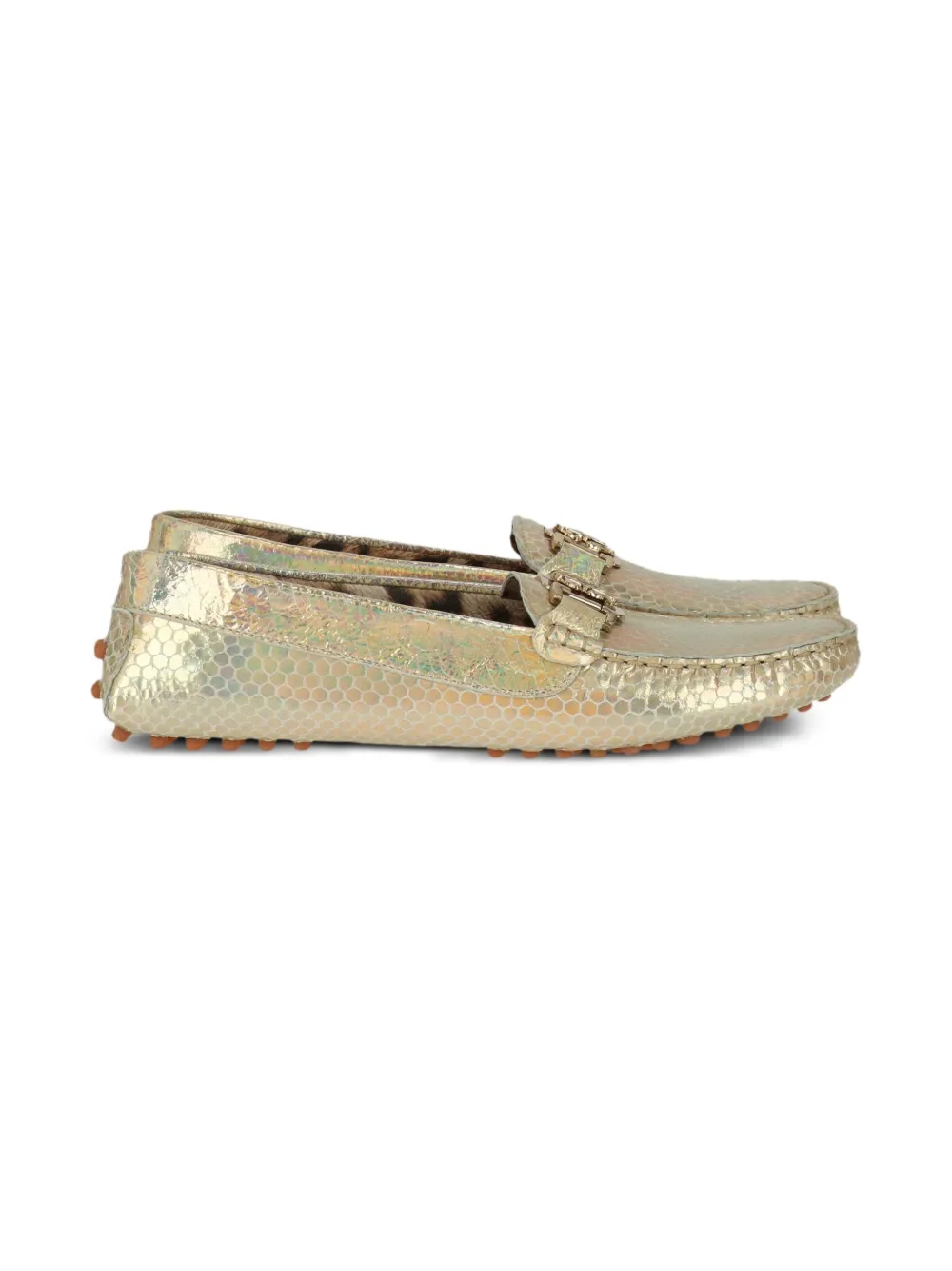 Roberto Cavalli Junior metallic loafers Gold