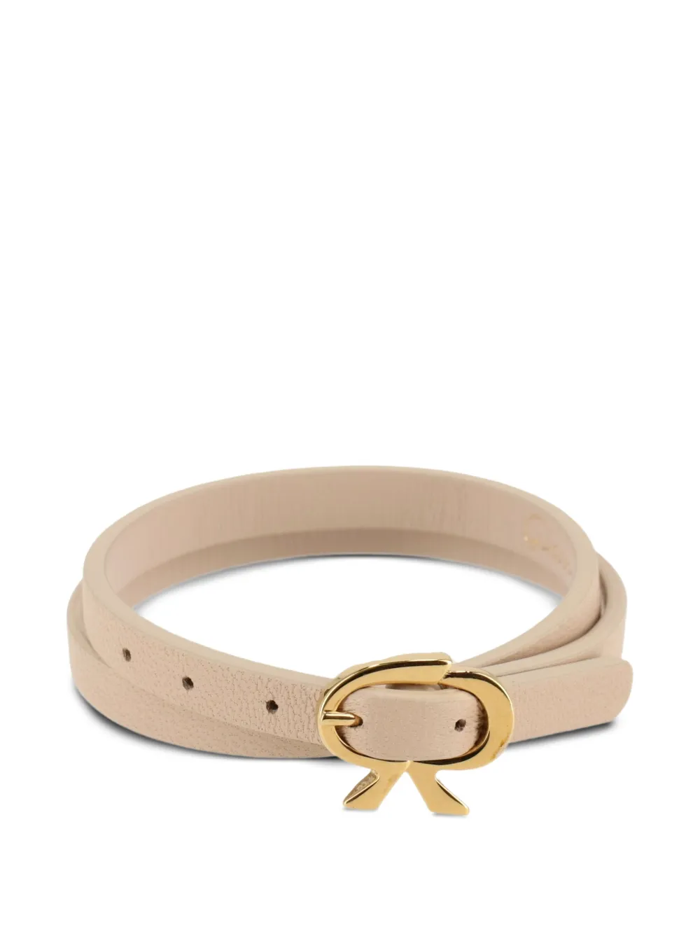 Gianvito Rossi Leren riem met GR-gesp Beige