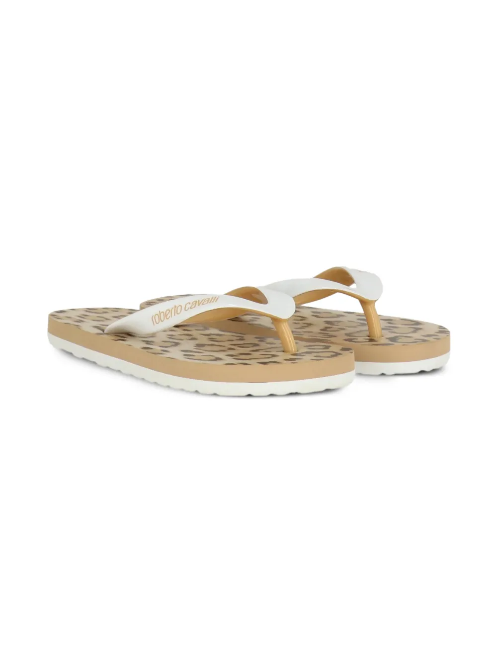 Roberto Cavalli Junior leopard-print flip flops | White | Image 1