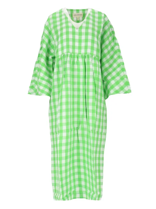 mara hoffman green dress Mara Hoffman Checked Midi Dress | Green