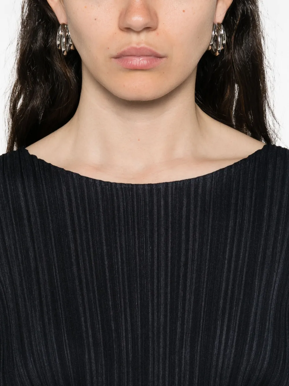 Issey Miyake Pleated Blouse In Black