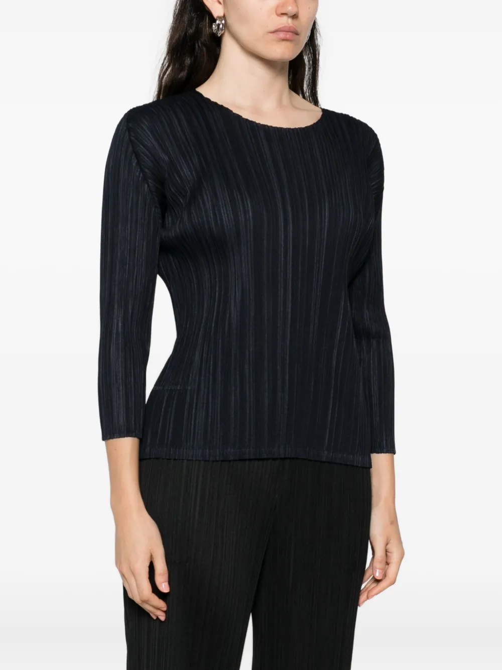 Issey Miyake Pleated Blouse In Black