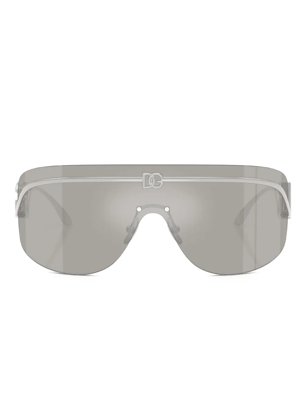 Dolce & Gabbana Eyewear logo-plaque shield sunglasses | Silver | Image 1