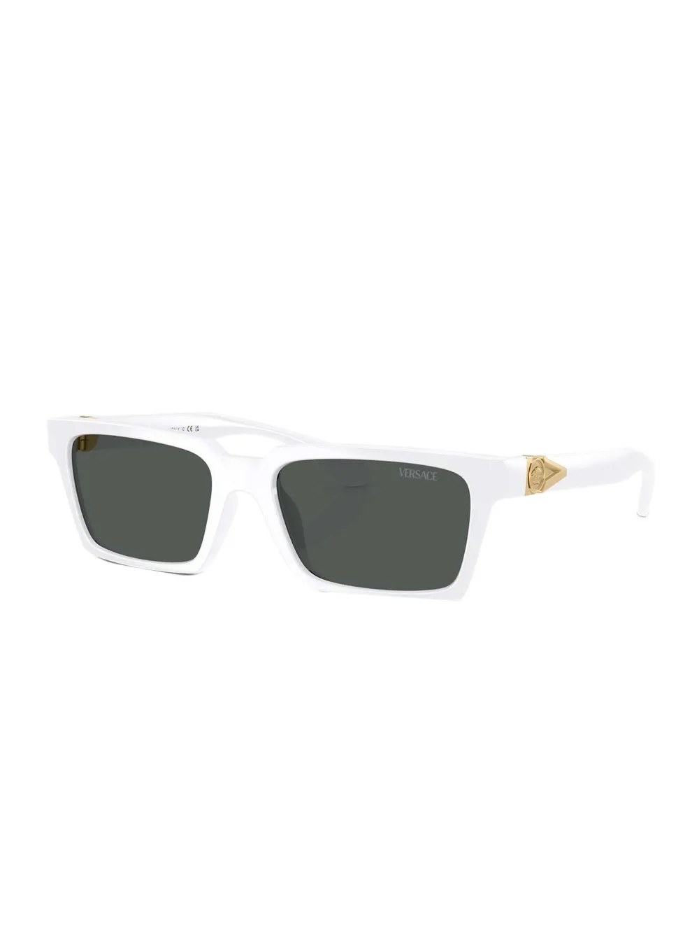 Versace Eyewear Zonnebril met Medusa-patroon en rechthoekig montuur Wit