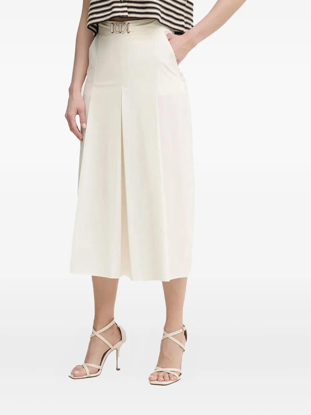 TWINSET Midi-plooirok met ceintuur Wit
