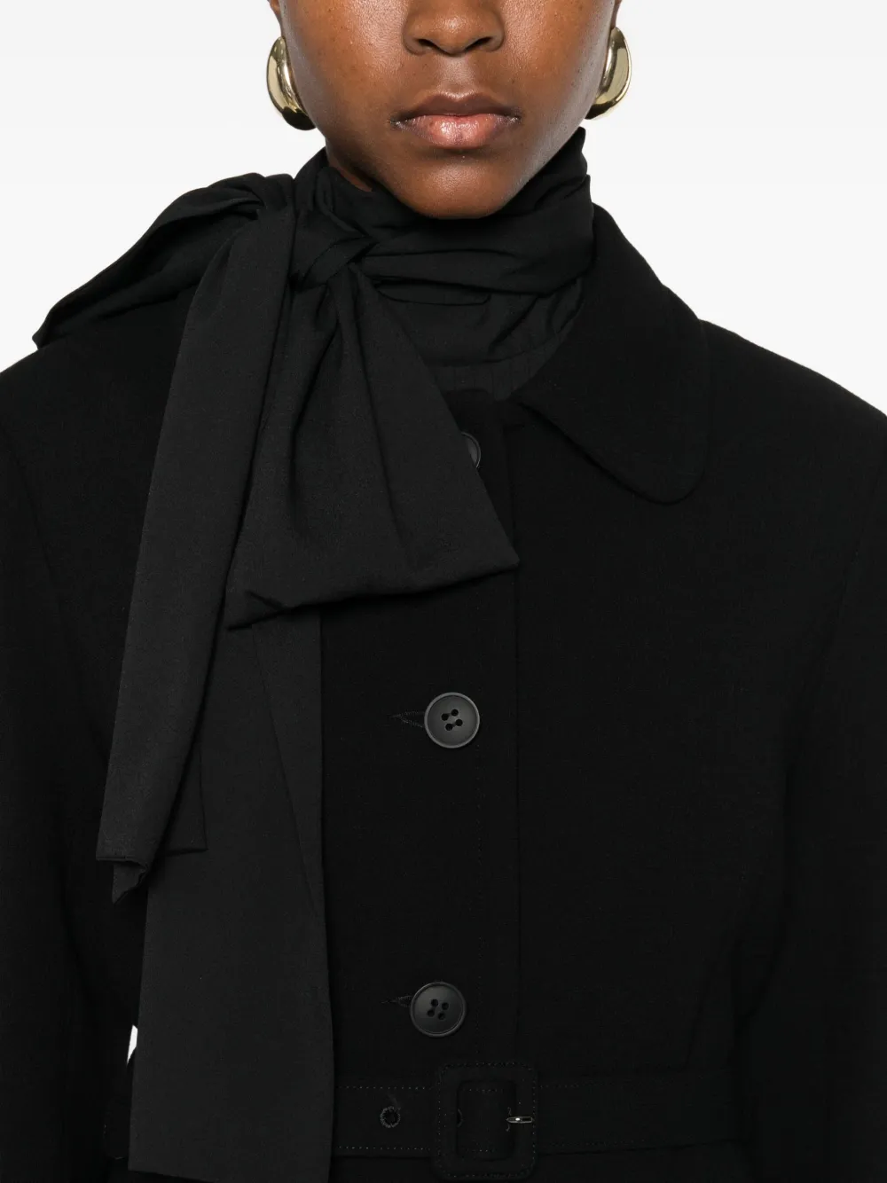 P.a.r.o.s.h Belted Button-up Coat In Black