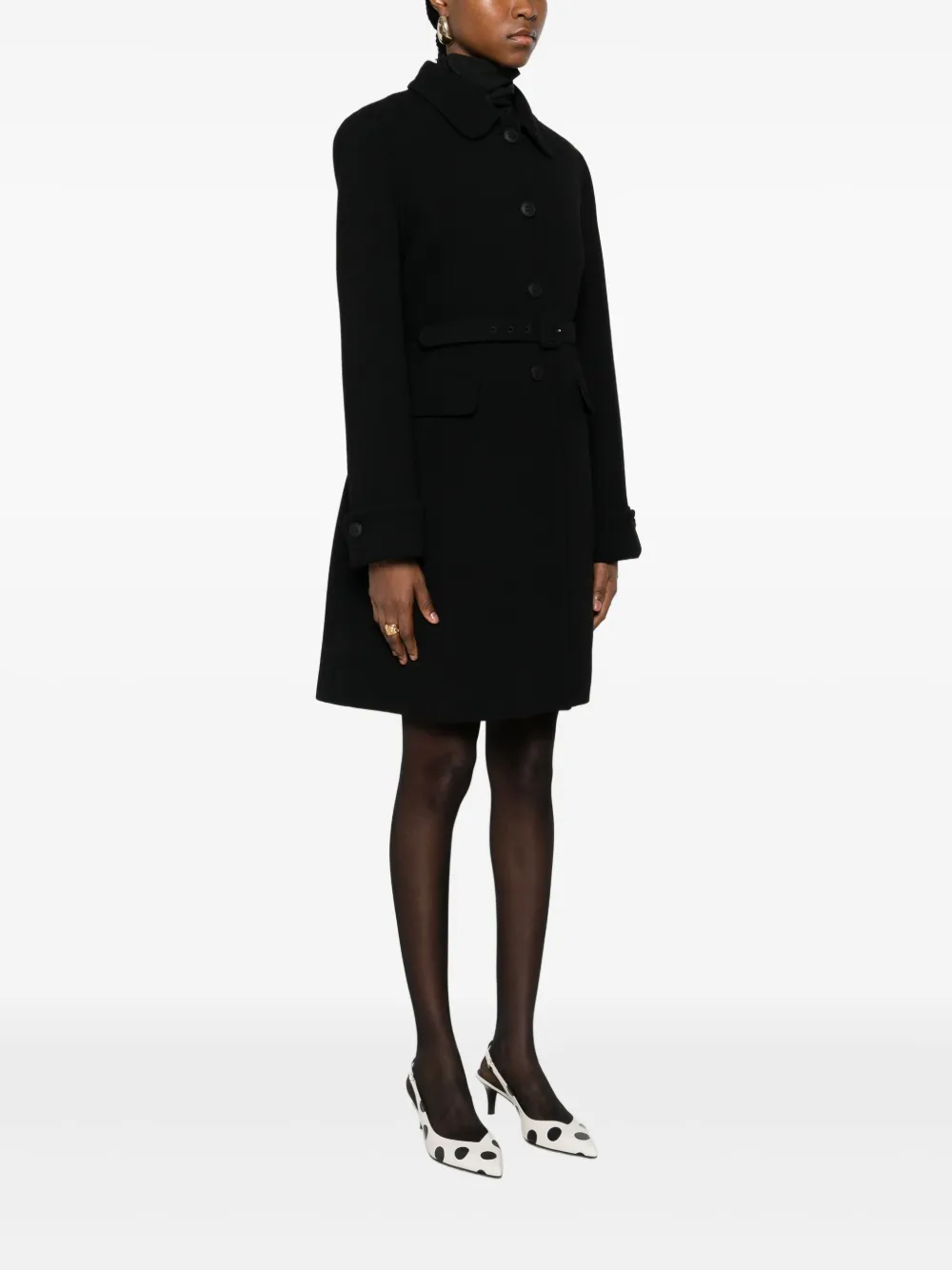 P.a.r.o.s.h Belted Button-up Coat In Black