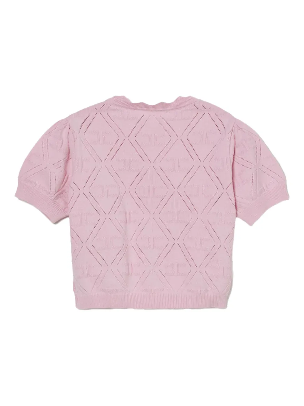 Elisabetta Franchi Kids T-shirt met pofmouwen en diamantpatroon Roze