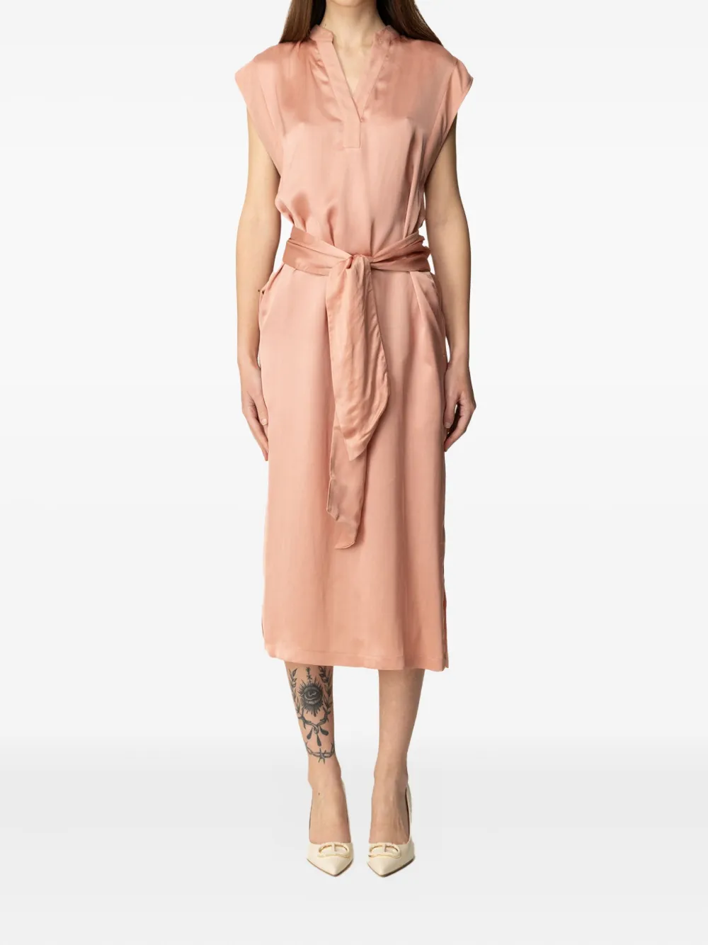 TWINSET Midi-jurk met ceintuur Roze