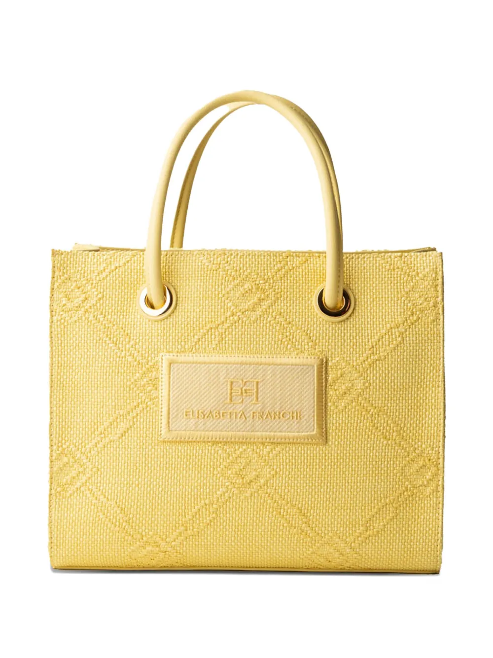 Elisabetta Franchi small woven-jacquard tote bag | Yellow | Image 1