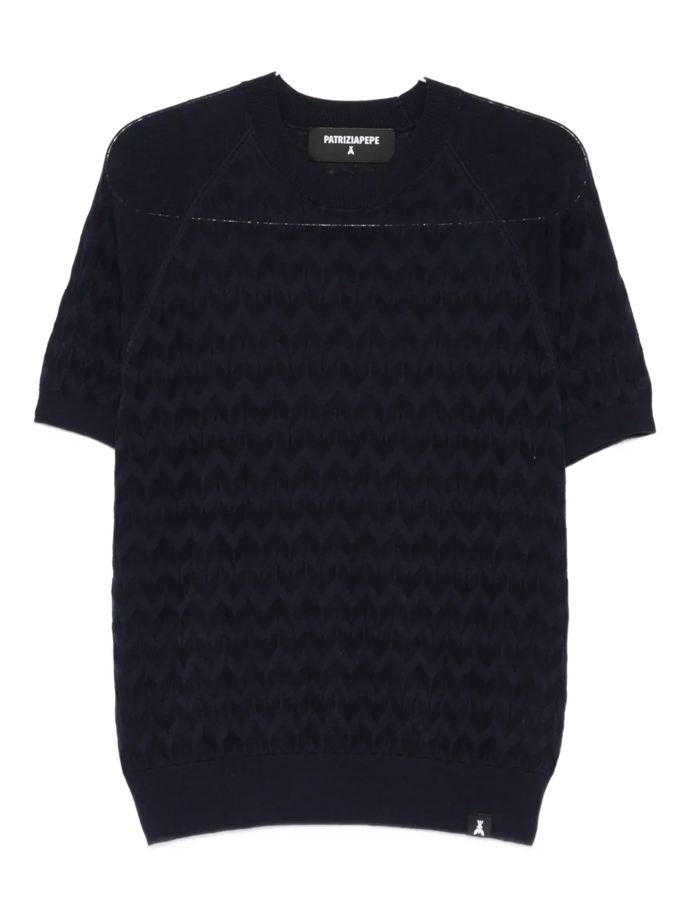 Patrizia Pepe T-shirt met chevron patroon en korte mouwen Blauw