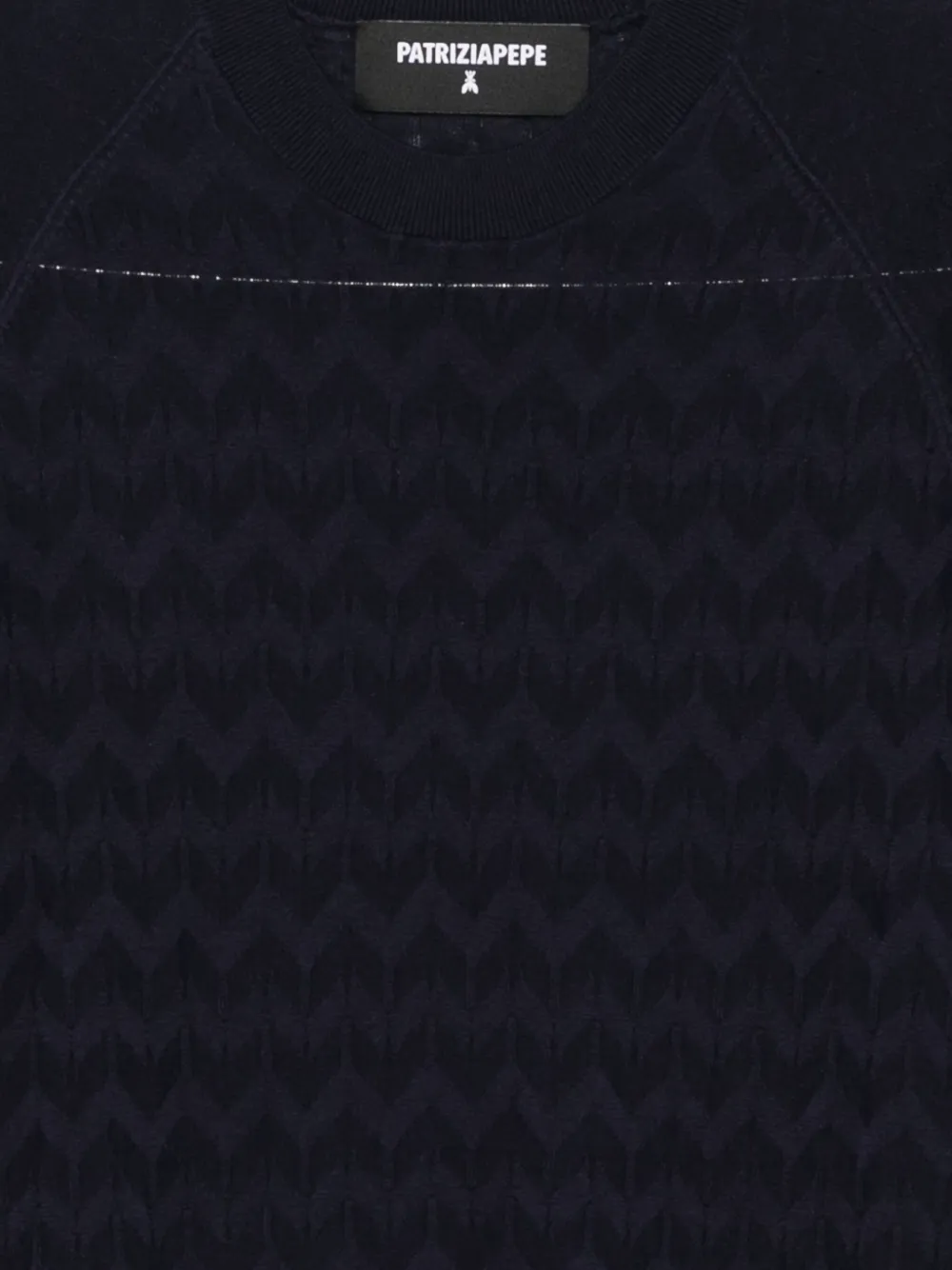 Patrizia Pepe T-shirt met chevron patroon en korte mouwen Blauw
