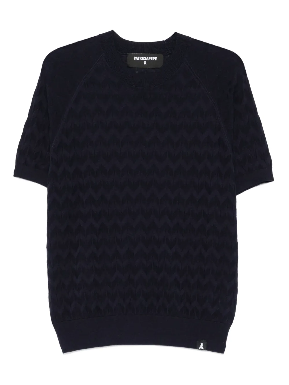 Patrizia Pepe T-shirt met chevron patroon en korte mouwen Blauw