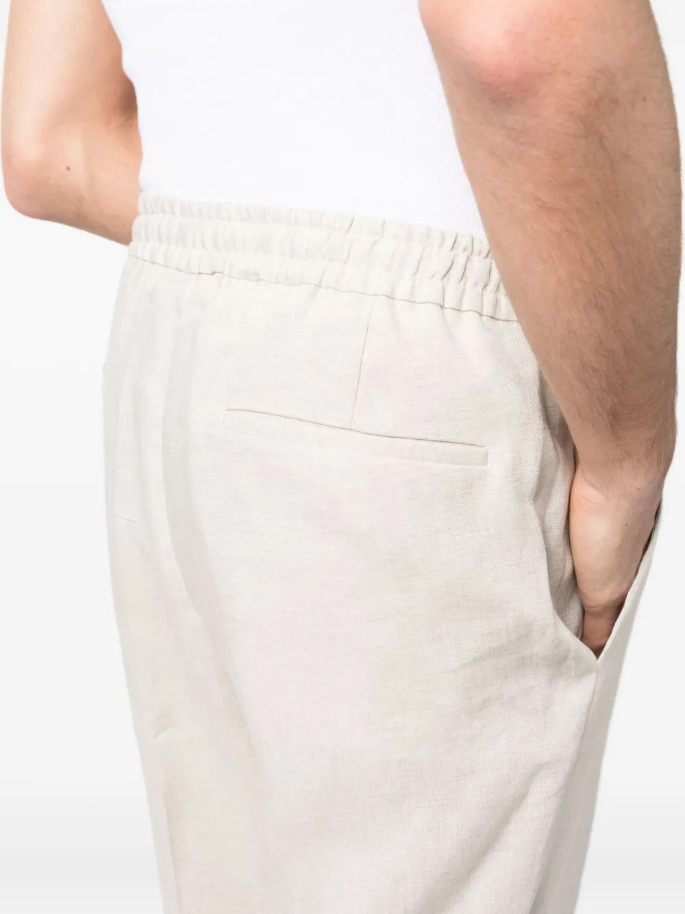 Briglia 1949 drawstring linen trousers Beige