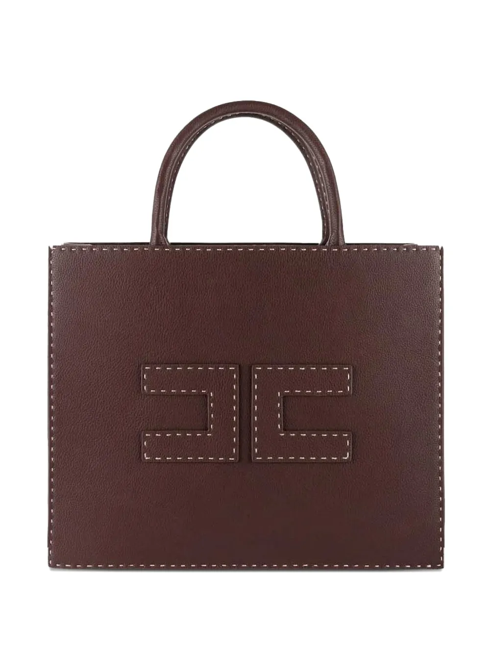Elisabetta Franchi logo-patch stitched tote bag | Brown | Image 1