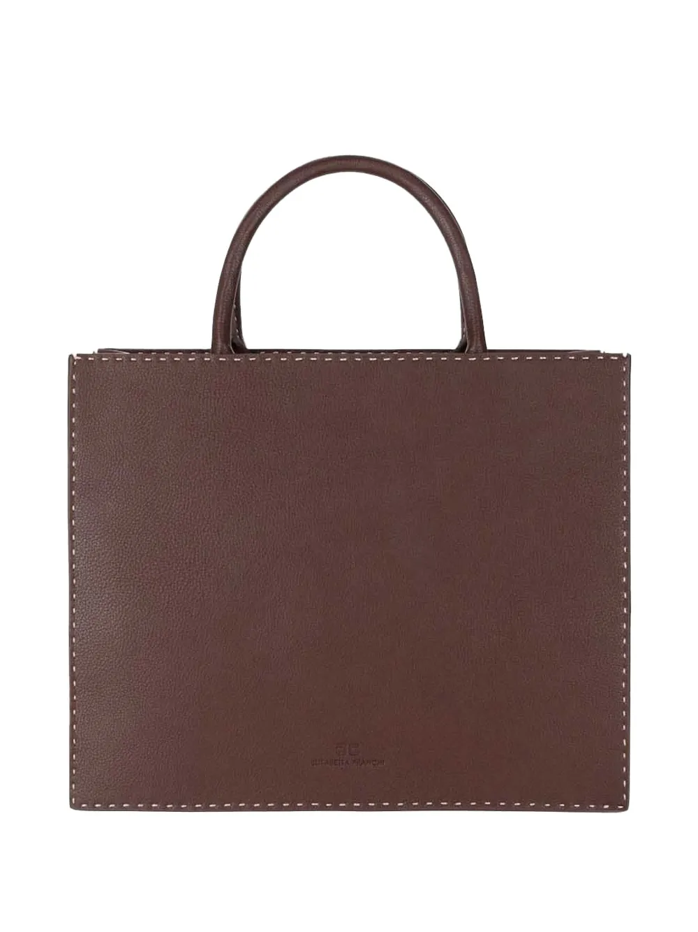 Elisabetta Franchi Shopper met logopatch en stiksel Bruin