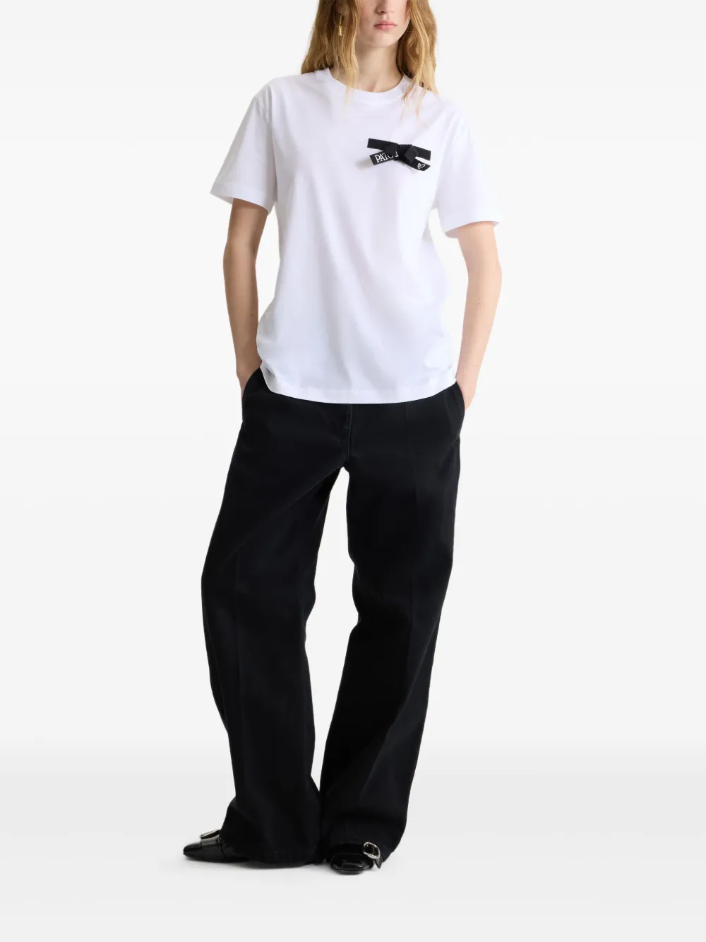 Patou T-shirt verfraaid met strik Wit