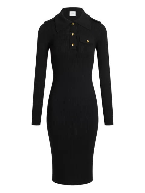 Patou ribbed polo-collar midi dress