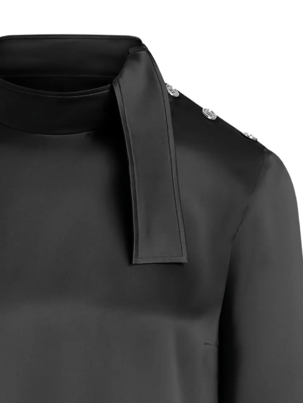 Patou Blouse met sjaalkraag en knoopdetail - Zwart