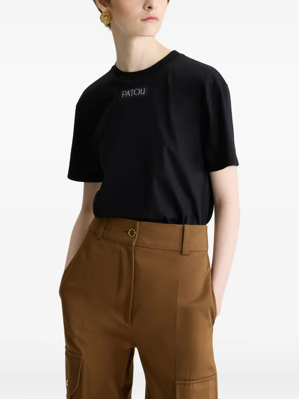 Patou T-shirt met logo-applicatie Zwart