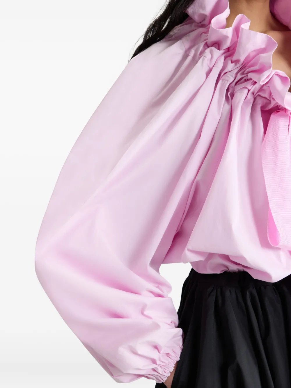 Patou Blouse met ballonmouwen en ruches Roze