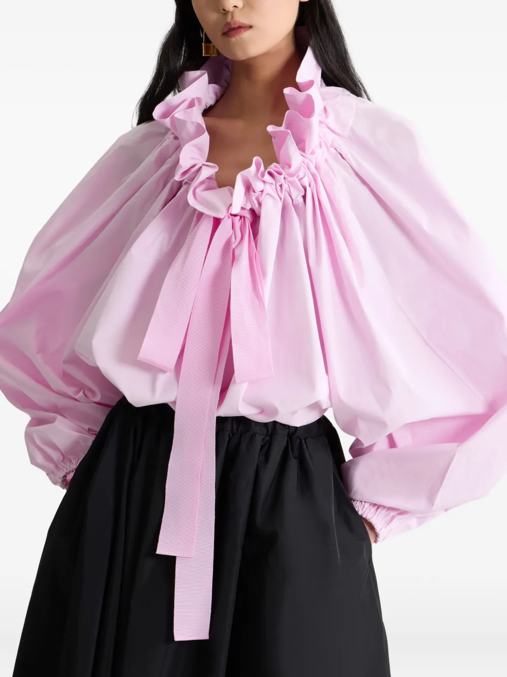 Patou Blouse met ballonmouwen en ruches Roze