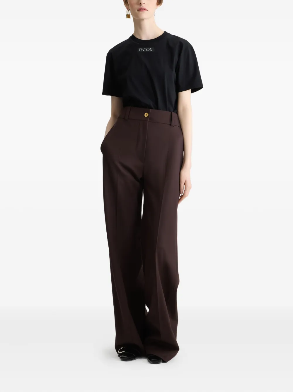Patou Pantalon met gouden knoop - Bruin