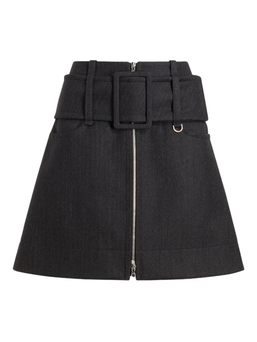 Patou Mini-rok met ceintuur en rits Zwart