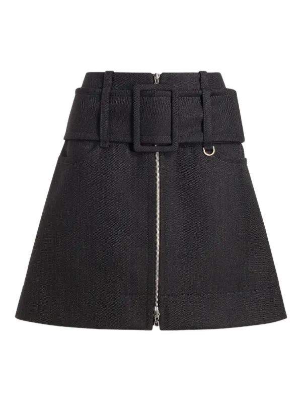Patou パトゥ　ベルデットミニスカート Patou ベルテッド ミニスカート | ブラック | FARFETCH JP
