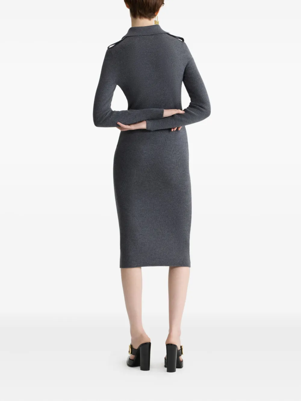 Patou Geribbelde polojurk Grijs